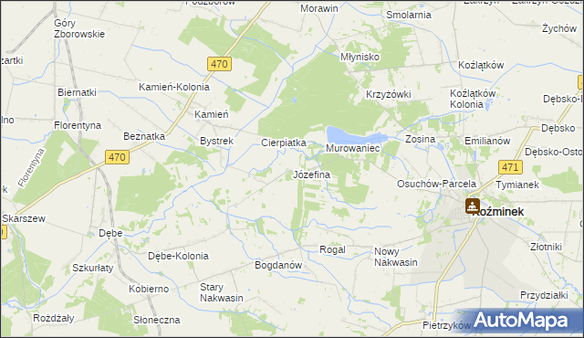 mapa Józefina gmina Koźminek, Józefina gmina Koźminek na mapie Targeo