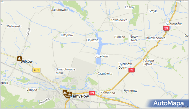 mapa Józefków gmina Namysłów, Józefków gmina Namysłów na mapie Targeo