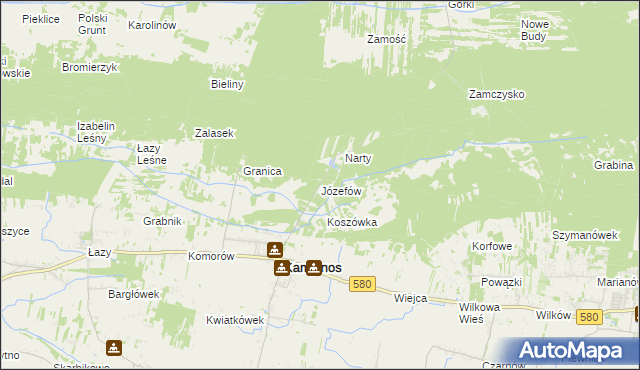 mapa Józefów gmina Kampinos, Józefów gmina Kampinos na mapie Targeo