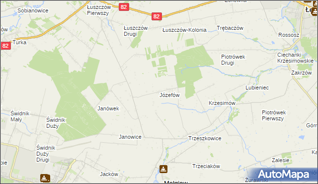 mapa Józefów gmina Mełgiew, Józefów gmina Mełgiew na mapie Targeo