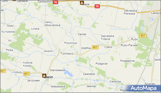 mapa Józefów gmina Stanin, Józefów gmina Stanin na mapie Targeo