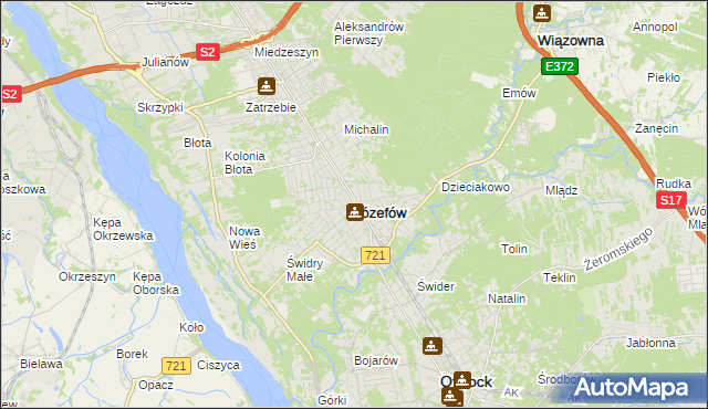 mapa Józefów powiat otwocki, Józefów powiat otwocki na mapie Targeo