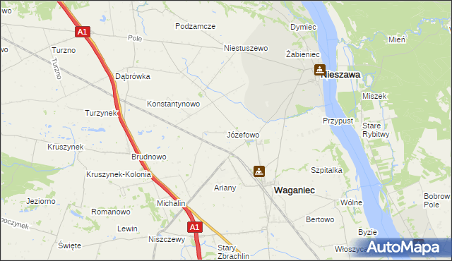 mapa Józefowo gmina Waganiec, Józefowo gmina Waganiec na mapie Targeo