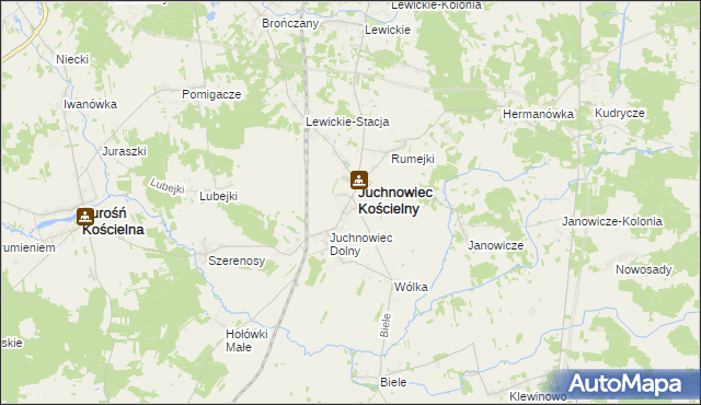 mapa Juchnowiec Górny, Juchnowiec Górny na mapie Targeo