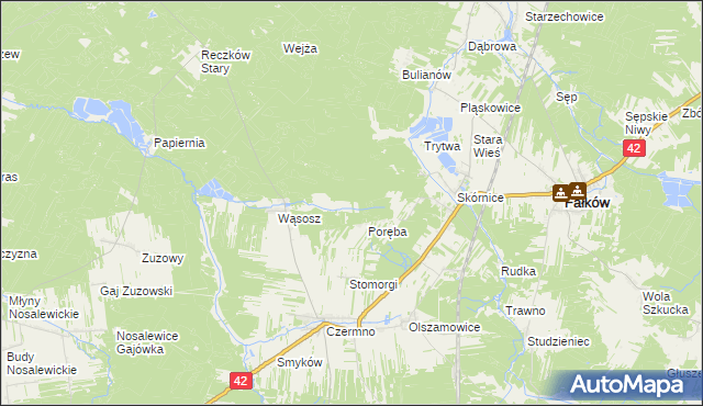 mapa Julianów gmina Fałków, Julianów gmina Fałków na mapie Targeo