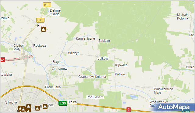 mapa Julków gmina Biała Podlaska, Julków gmina Biała Podlaska na mapie Targeo