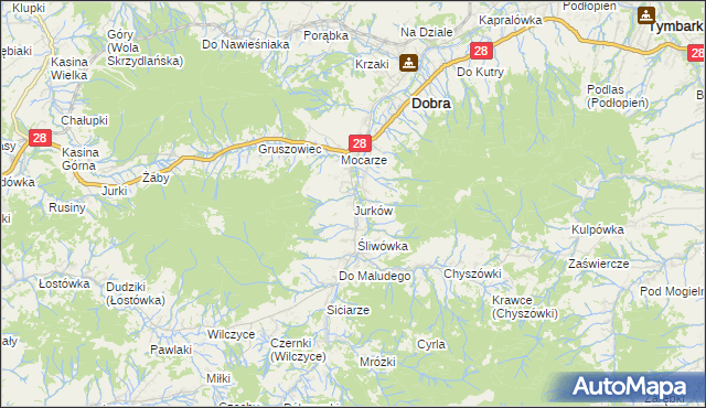 mapa Jurków gmina Dobra, Jurków gmina Dobra na mapie Targeo