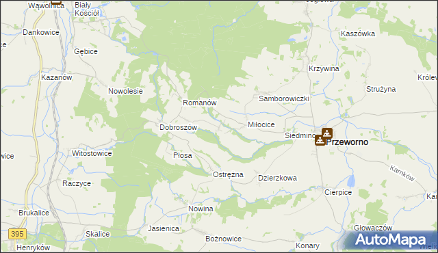 mapa Kaczowice gmina Przeworno, Kaczowice gmina Przeworno na mapie Targeo