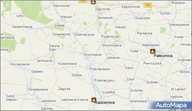 mapa Kaczowice gmina Radziemice, Kaczowice gmina Radziemice na mapie Targeo