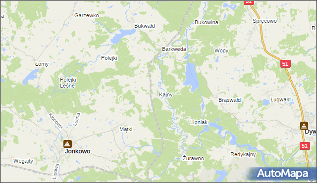 mapa Kajny, Kajny na mapie Targeo