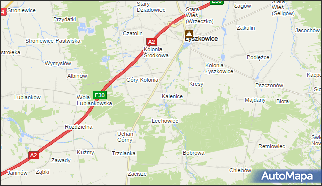 mapa Kalenice, Kalenice na mapie Targeo