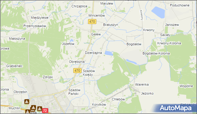 mapa Kalinowa gmina Turek, Kalinowa gmina Turek na mapie Targeo