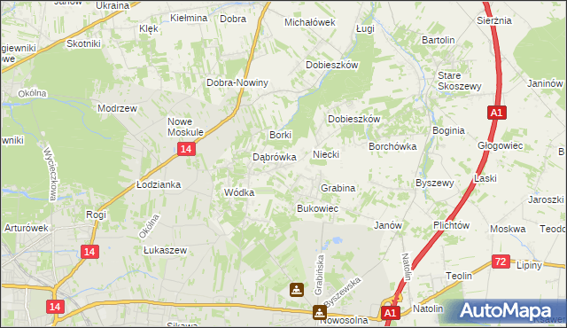 mapa Kalonka gmina Nowosolna, Kalonka gmina Nowosolna na mapie Targeo