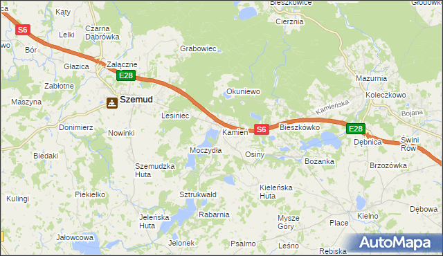 mapa Kamień gmina Szemud, Kamień gmina Szemud na mapie Targeo