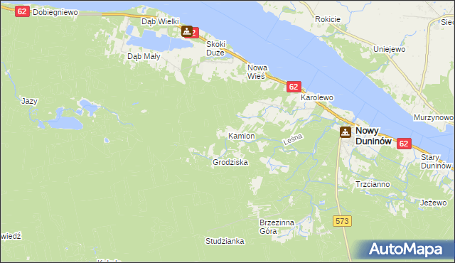 mapa Kamion gmina Nowy Duninów, Kamion gmina Nowy Duninów na mapie Targeo