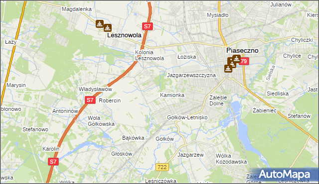 mapa Kamionka gmina Piaseczno, Kamionka gmina Piaseczno na mapie Targeo