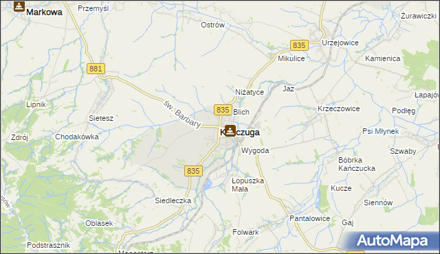 mapa Kańczuga powiat przeworski, Kańczuga powiat przeworski na mapie Targeo