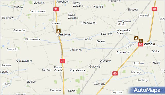 mapa Karkoszki gmina Daszyna, Karkoszki gmina Daszyna na mapie Targeo