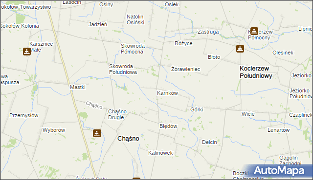 mapa Karnków gmina Chąśno, Karnków gmina Chąśno na mapie Targeo