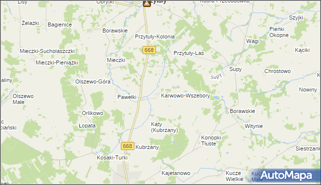 mapa Karwowo-Wszebory, Karwowo-Wszebory na mapie Targeo