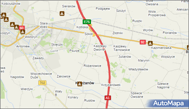 mapa Kaszewy-Kolonia, Kaszewy-Kolonia na mapie Targeo