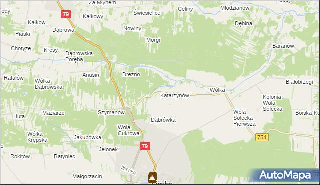 mapa Katarzynów gmina Lipsko, Katarzynów gmina Lipsko na mapie Targeo