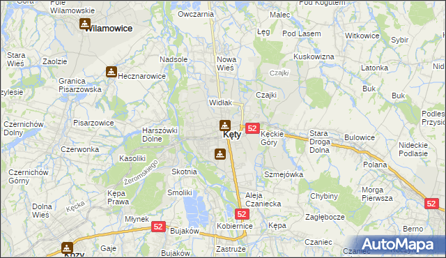 mapa Kęty, Kęty na mapie Targeo