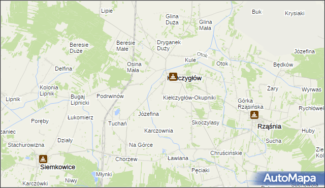 mapa Kiełczygłów-Okupniki, Kiełczygłów-Okupniki na mapie Targeo