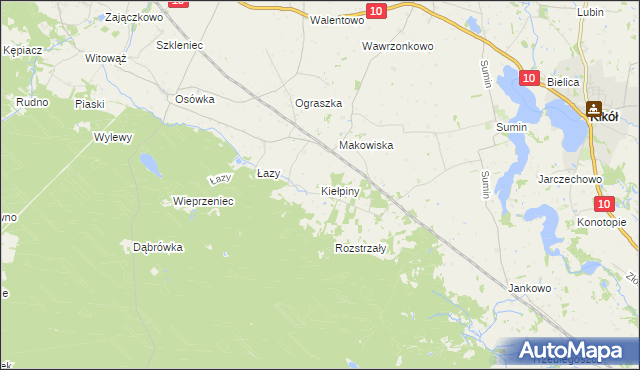 mapa Kiełpiny gmina Czernikowo, Kiełpiny gmina Czernikowo na mapie Targeo