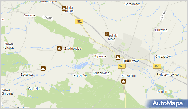 mapa Kijowice, Kijowice na mapie Targeo