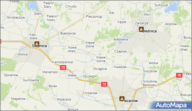 mapa Klępie Górne, Klępie Górne na mapie Targeo