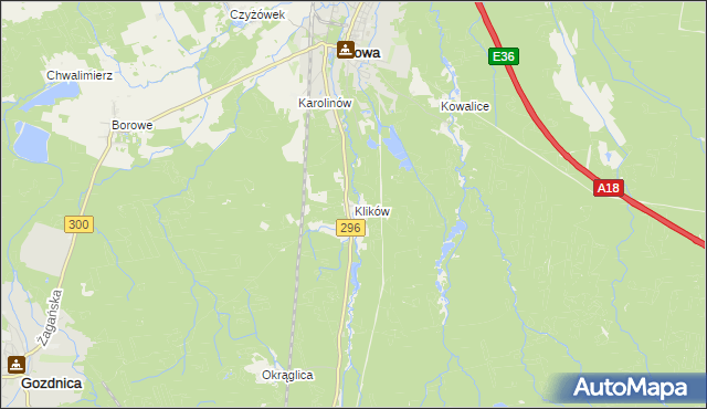 mapa Klików, Klików na mapie Targeo