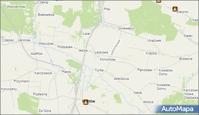 mapa Klimontów gmina Sędziszów, Klimontów gmina Sędziszów na mapie Targeo