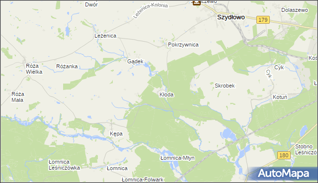 mapa Kłoda gmina Szydłowo, Kłoda gmina Szydłowo na mapie Targeo