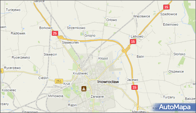 mapa Kłopot gmina Inowrocław, Kłopot gmina Inowrocław na mapie Targeo