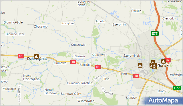 mapa Kluczewo gmina Płońsk, Kluczewo gmina Płońsk na mapie Targeo