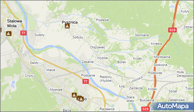 mapa Kłyżów, Kłyżów na mapie Targeo