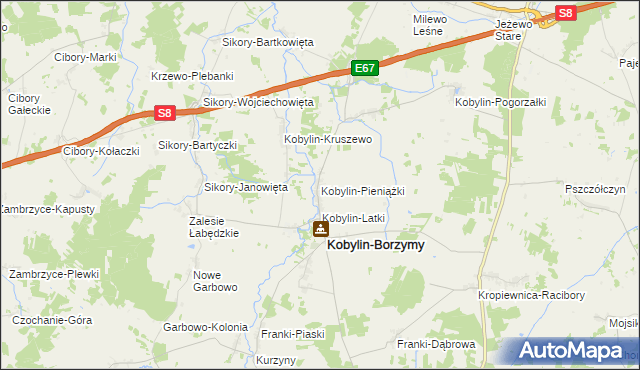 mapa Kobylin-Pieniążki, Kobylin-Pieniążki na mapie Targeo