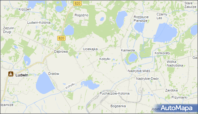 mapa Kobyłki gmina Ludwin, Kobyłki gmina Ludwin na mapie Targeo