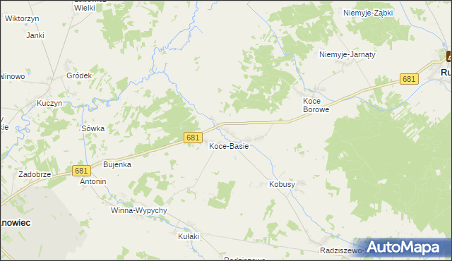 mapa Koce-Piskuły, Koce-Piskuły na mapie Targeo