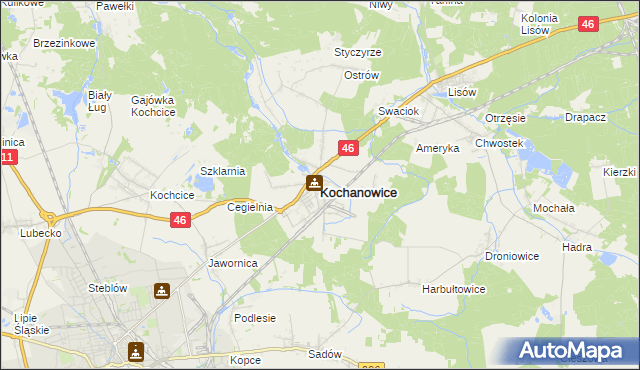 mapa Kochanowice, Kochanowice na mapie Targeo