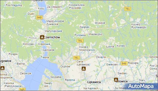 mapa Kocierz Moszczanicki, Kocierz Moszczanicki na mapie Targeo