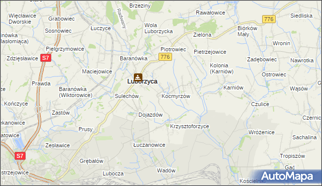 mapa Kocmyrzów, Kocmyrzów na mapie Targeo