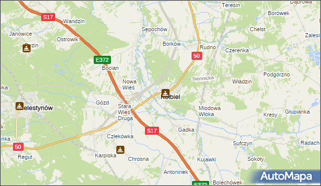 mapa Kołbiel, Kołbiel na mapie Targeo