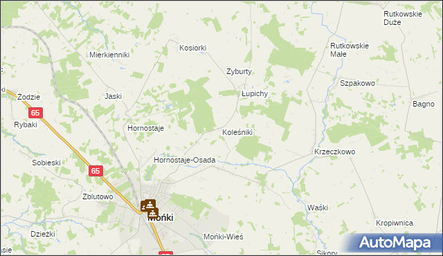 mapa Koleśniki gmina Mońki, Koleśniki gmina Mońki na mapie Targeo