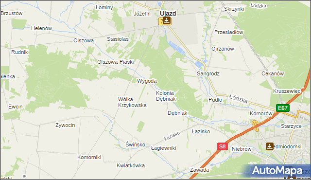 mapa Kolonia Dębniak, Kolonia Dębniak na mapie Targeo