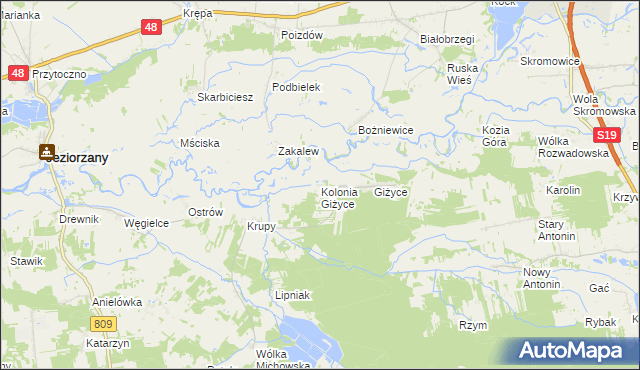 mapa Kolonia Giżyce, Kolonia Giżyce na mapie Targeo