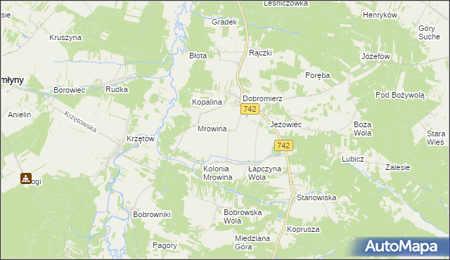 mapa Kolonia Łapczyna Wola, Kolonia Łapczyna Wola na mapie Targeo