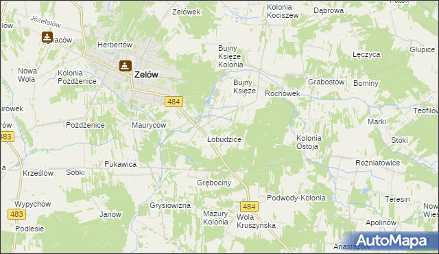 mapa Kolonia Łobudzice, Kolonia Łobudzice na mapie Targeo