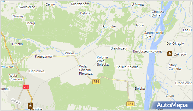 mapa Kolonia Wola Solecka, Kolonia Wola Solecka na mapie Targeo